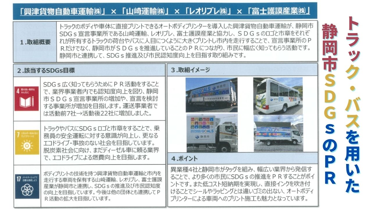 令和３年度静岡市SDGs連携アワードの連携事例集に掲載されました。